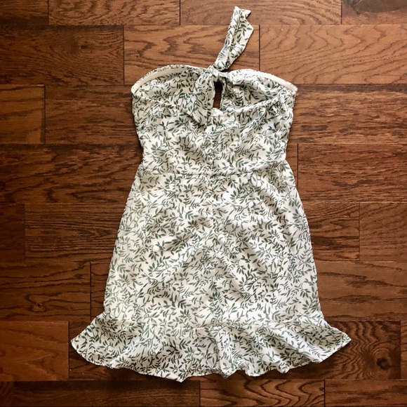 Green Floral Tie Front Mini Dress - Picture 8 of 12